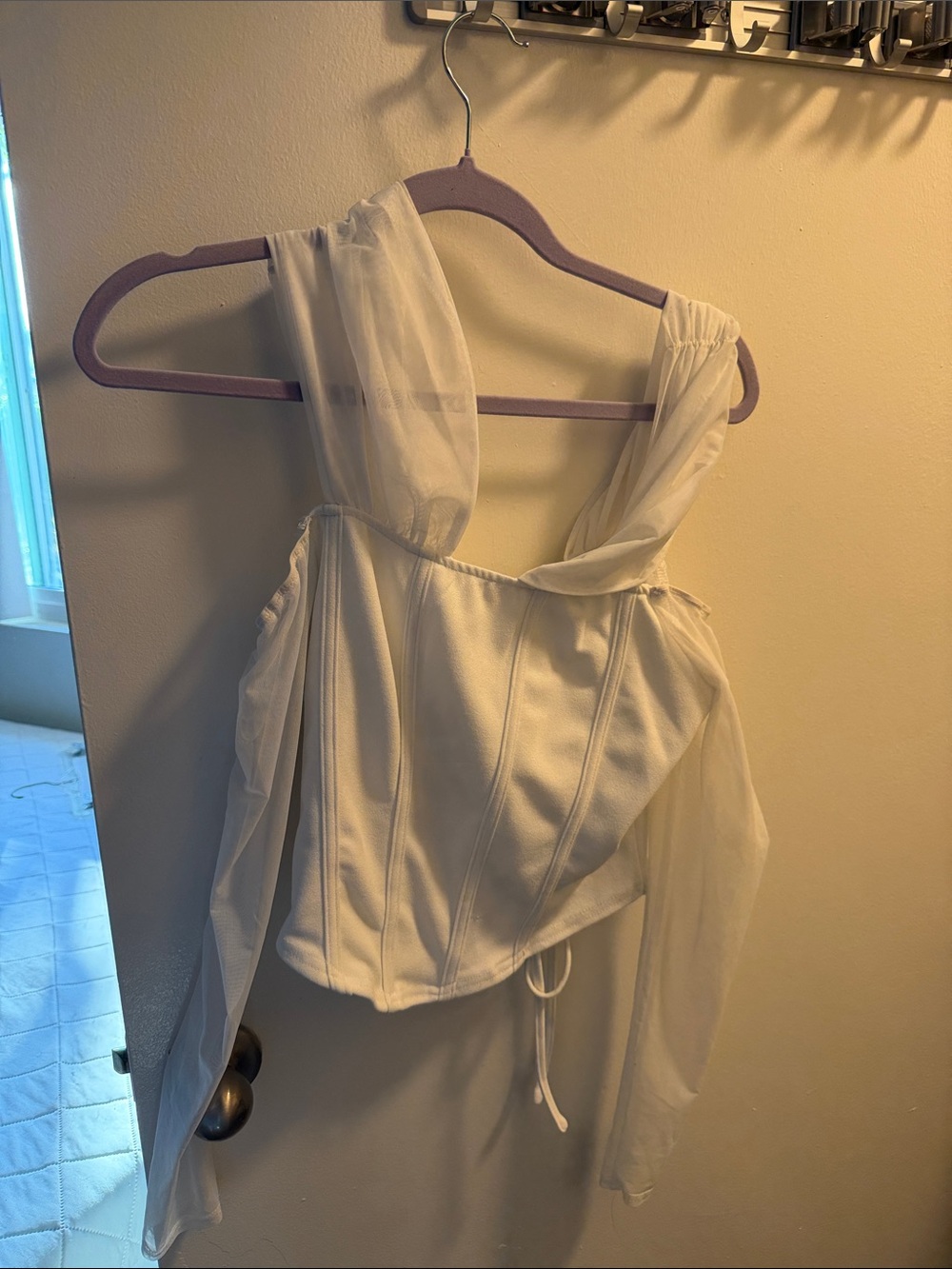 White Corset-Style Off-Shoulder Blouse